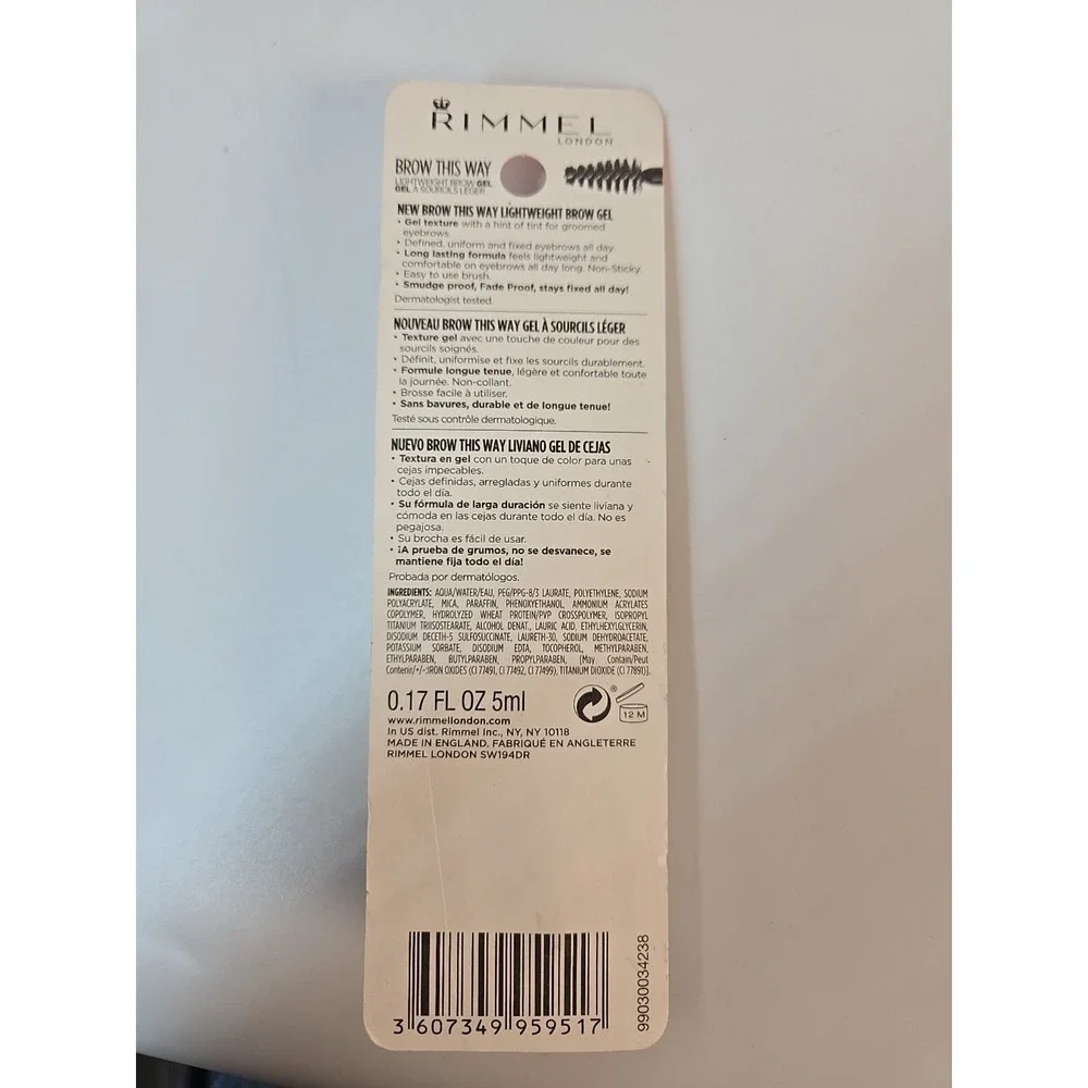 Rimmel London Brow‎ This Way Lightweight Gel - 002 Medium Brown